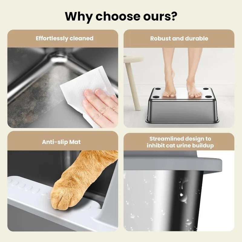 stainless steel cat litter box, view 6 - MRSLM