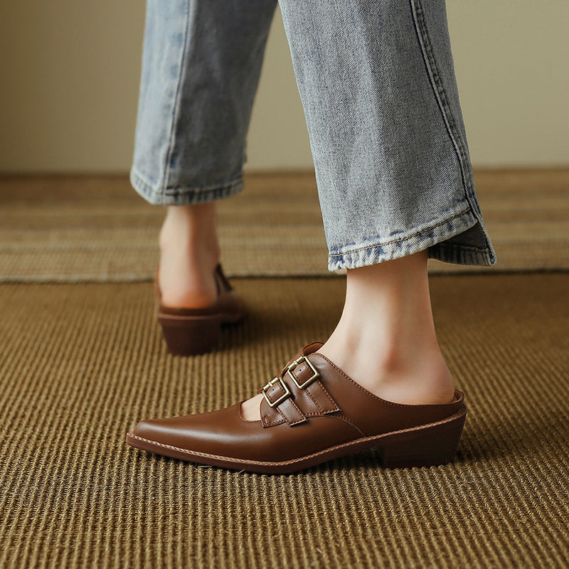 leather slingback mules, view 23 - MRSLM
