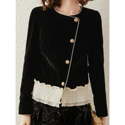 women's lace contrast patchwork jacket, view 2 - MRSLM