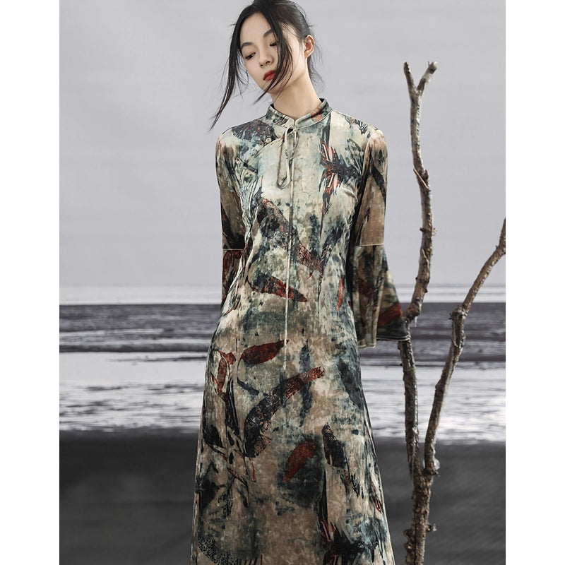 dark velvet retro long dress, view 2 - MRSLM