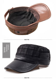 flat-top men's sheepskin newsboy cap, view 4 - MRSLM