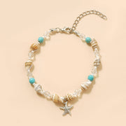 starfish and green stone beaded anklet, view 2 - MRSLM