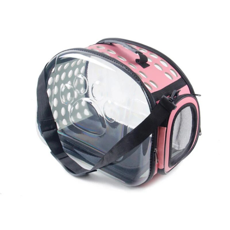 transparent foldable cat carrier bag, view 3 - MRSLM