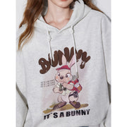 women's rabbit print hooded pullover, view 9 - MRSLM
