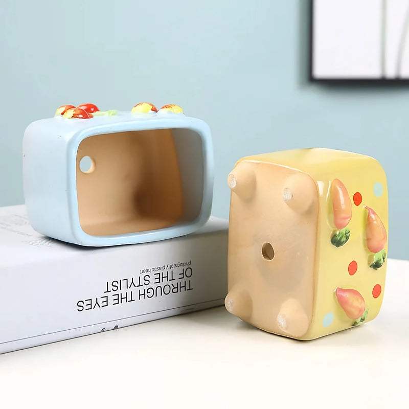mini square ceramic flower pot, view 9 - MRSLM