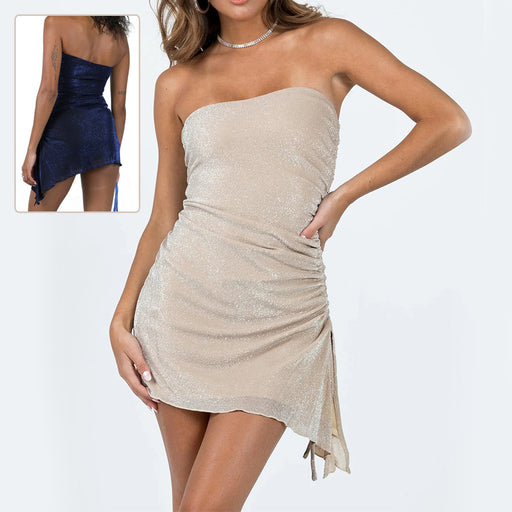 Women's strapless tube top drawstring mini dress - MRSLM