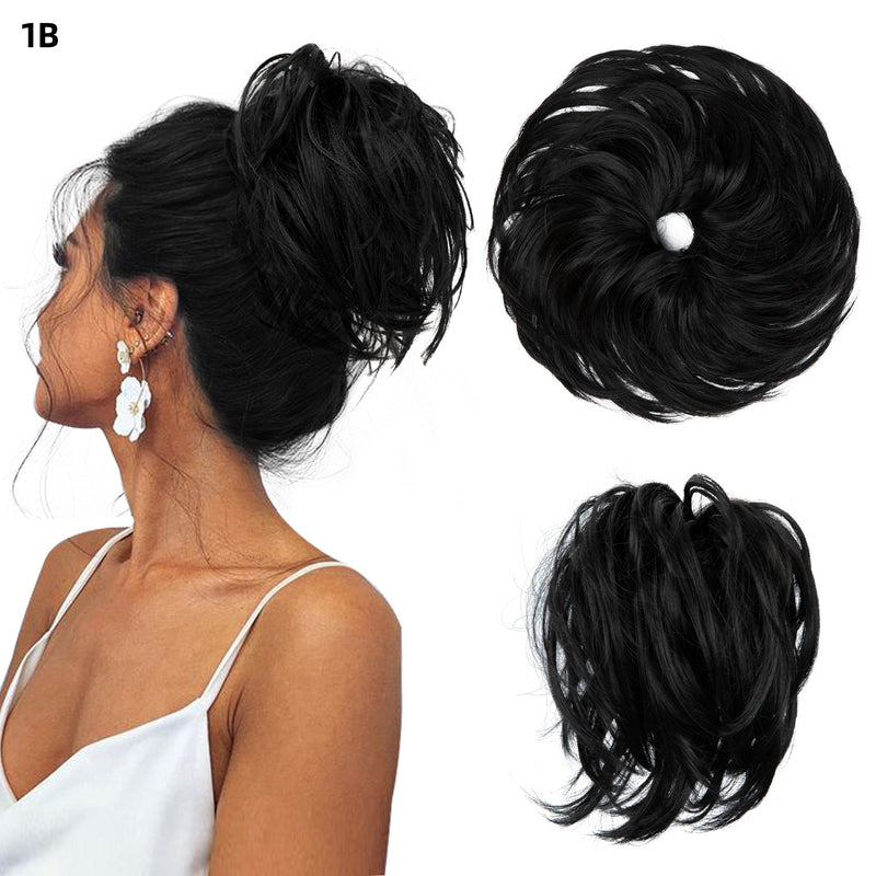 fluffy curly hair bun chignon, view 2 - MRSLM
