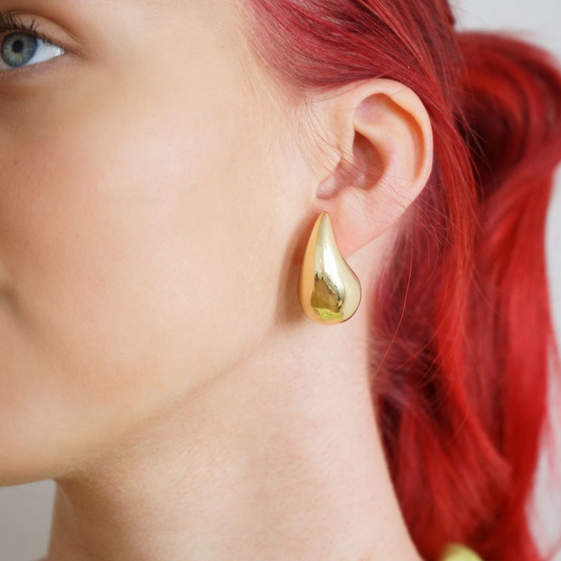 chunky gold-plated waterdrop earrings, view 4 - MRSLM