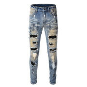 vintage rhinestone splash-ink patch jeans - MRSLM