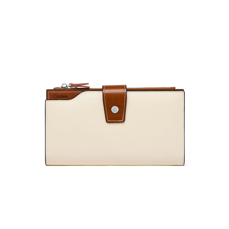 elegant women's long leather wallet, view 2 - MRSLM