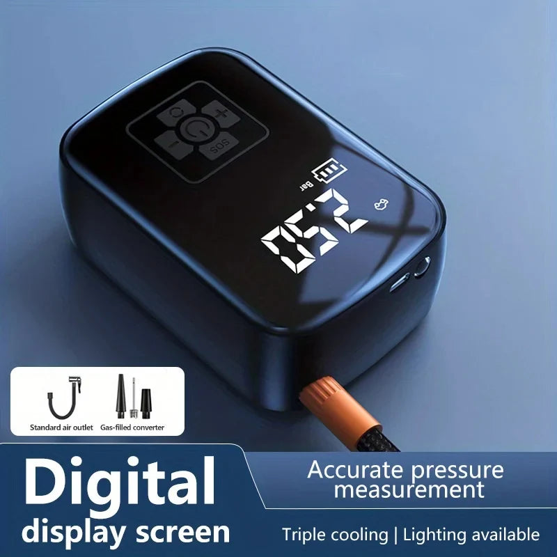 portable 12v 150psi wireless car air pump, view 3 - MRSLM
