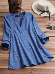 women's irregular hem button top, view 3 - MRSLM