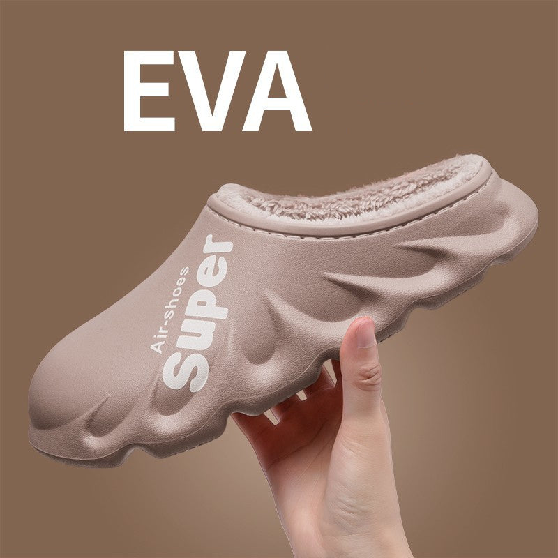 Home Slippers EVA Waterproof Warm Plush Indoor Shoes Couple Shoes