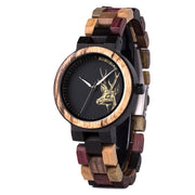 retro wooden quartz couple watch, view 4 - MRSLM