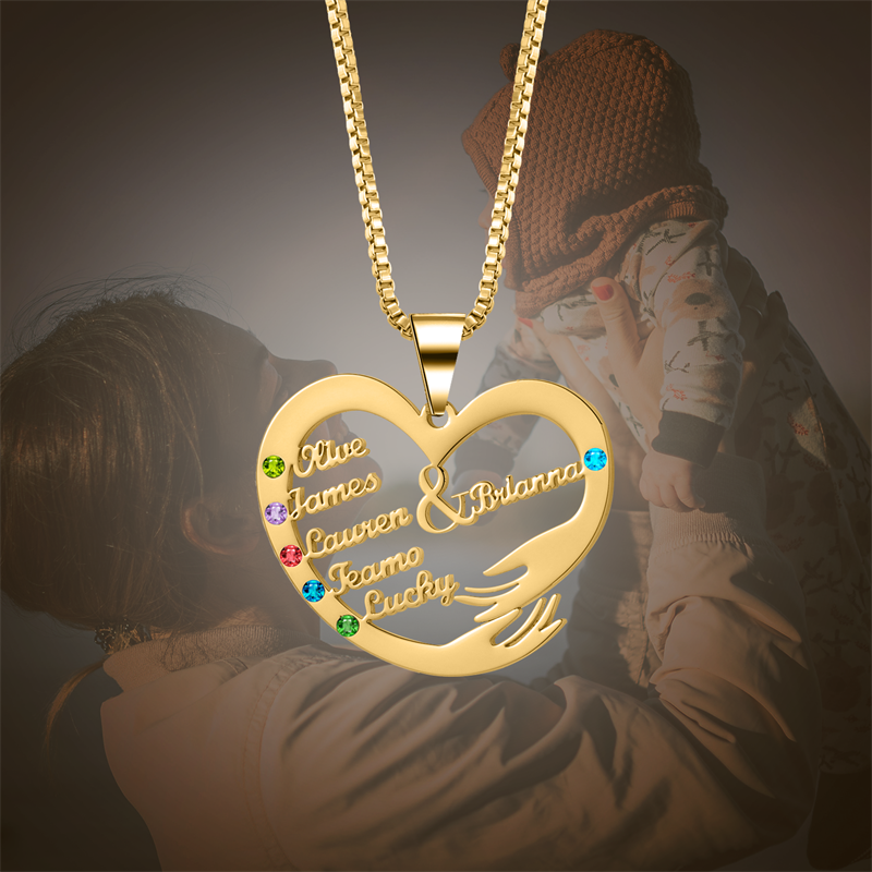 birthstone heart pendant necklace, view 2 - MRSLM