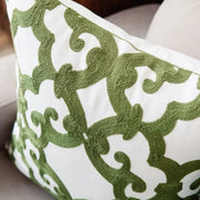 green geometric embroidered cushion cover, view 11 - MRSLM