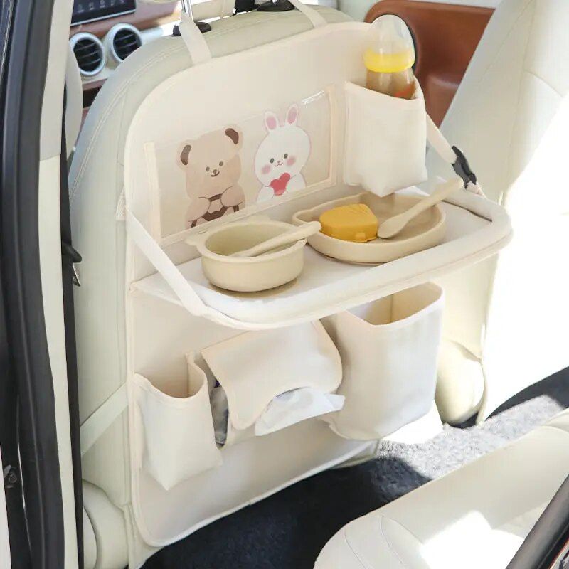 leather backseat organizer with tray, view 5 - MRSLM