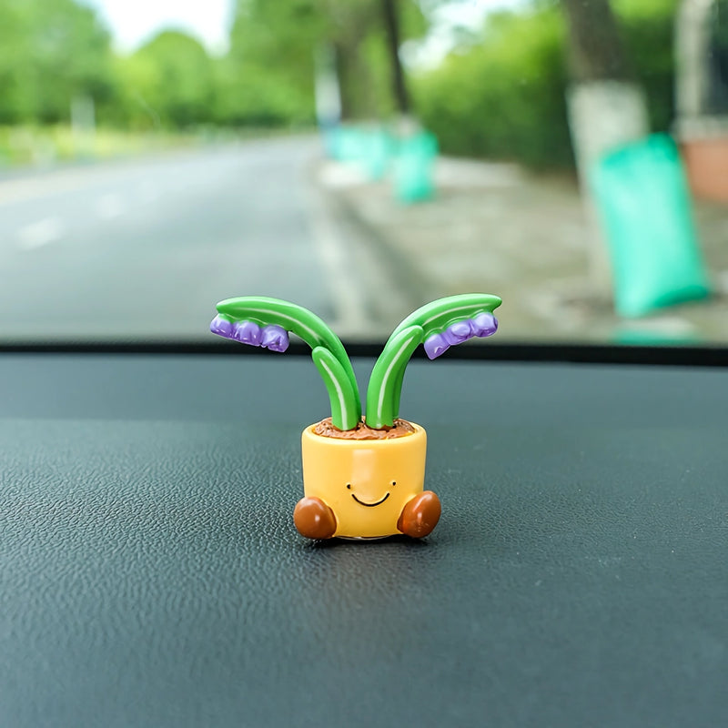 cartoon flower pot car decoration, view 2 - MRSLM