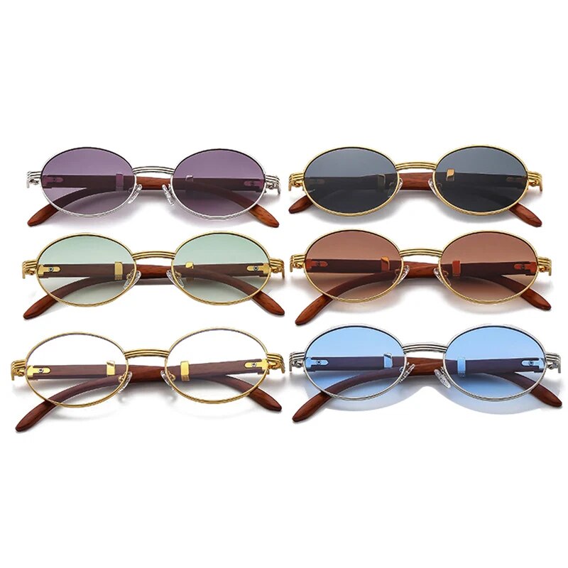 Retro oval gradient lens sunglasses, view 12 - MRSLM