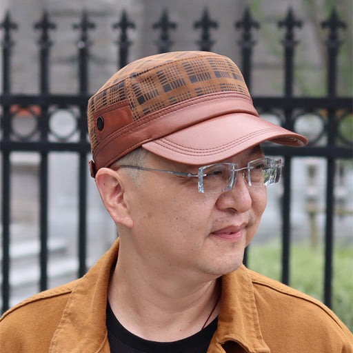flat-top men's sheepskin newsboy cap - MRSLM