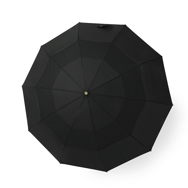 large automatic folding umbrella with wooden handle, view 11 - MRSLM