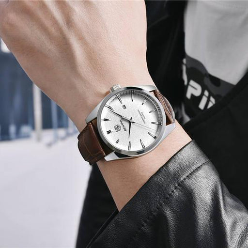 men's leather band quartz watch - MRSLM