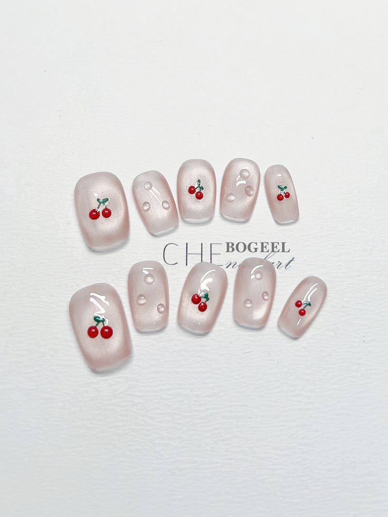 cherry press-on nails, view 8 - MRSLM