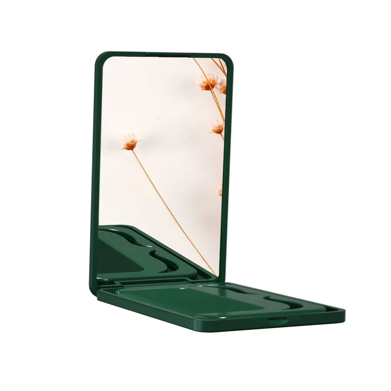 portable travel makeup mirror with comb, view 4 - MRSLM
