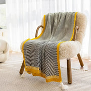 nordic knitted stripe shawl blanket, view 4 - MRSLM