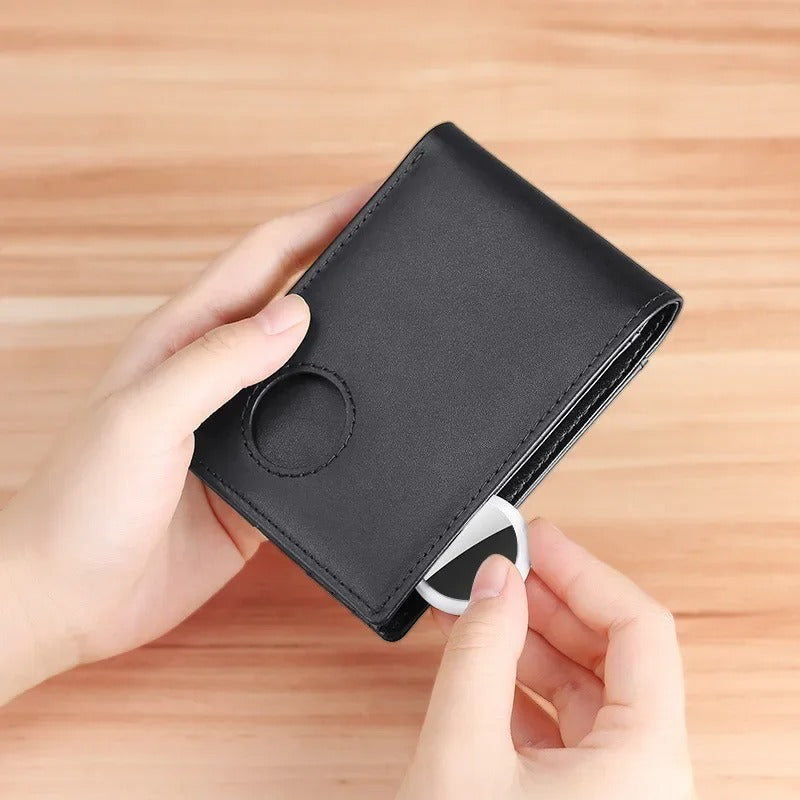 Genuine Cow Leather Wallet for Men with Airtag Holder &amp; RFID Blocking