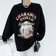 women's retro washed round neck sweater, view 4 - MRSLM