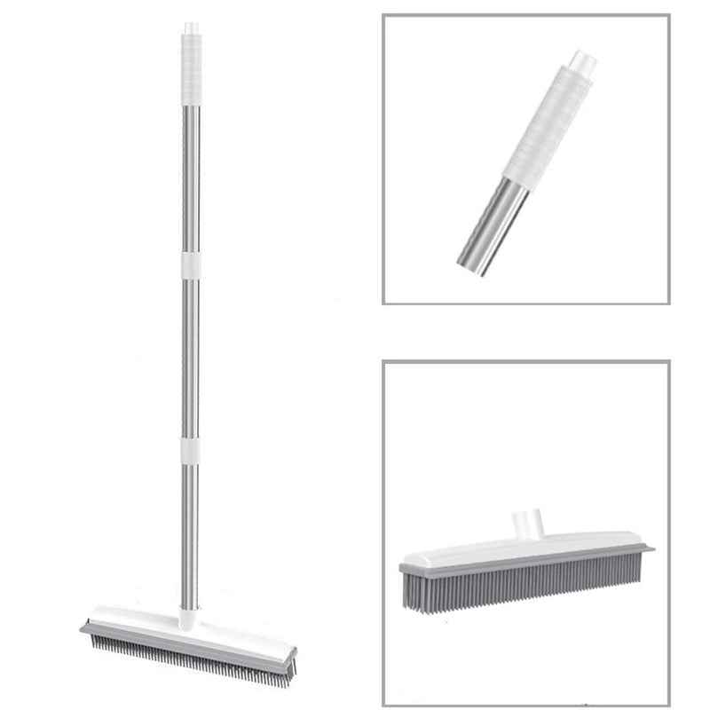 Rubber broom and carpet rake with squeegee, view 5 - MRSLM