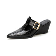 leather wedge mules, view 2 - MRSLM