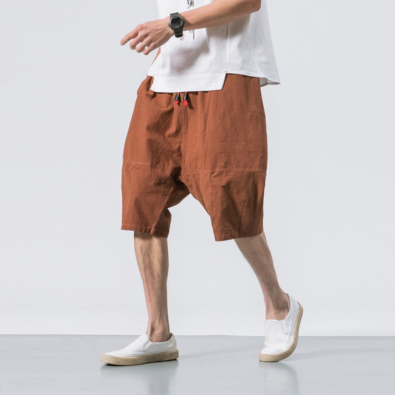 men's loose cropped pants hemp blend, view 7 - MRSLM
