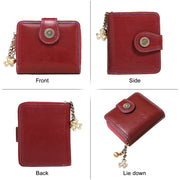 Women's small leather bifold wallet, view 7 - MRSLM