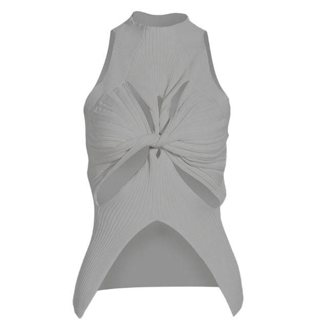 knit hollow-out sleeveless tank top, view 3 - MRSLM