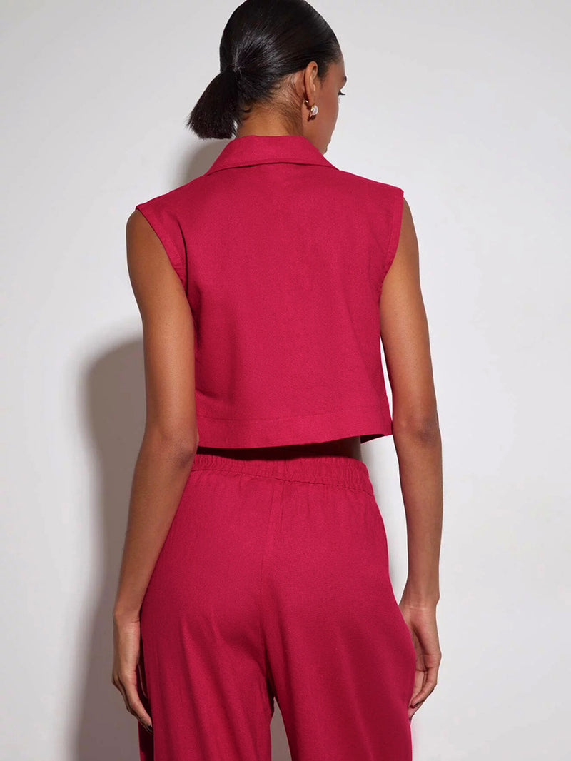 vest and high waist wide leg pants suit, view 7 - MRSLM