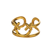 adjustable gold leaves ring, view 2 - MRSLM