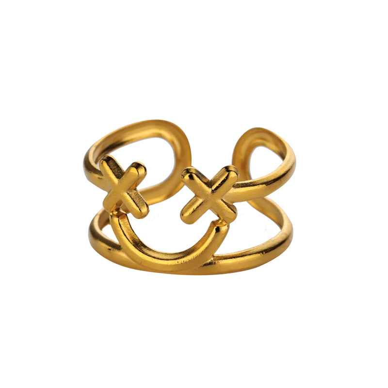 adjustable gold leaves ring, view 2 - MRSLM