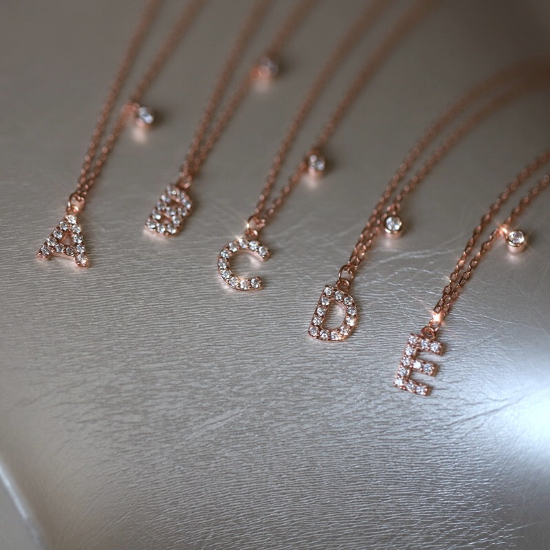 silver letter collar chain necklace, view 5 - MRSLM
