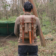 oil wax canvas camping backpack, view 2 - MRSLM