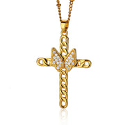 Butterfly and cross pendant necklace, view 2 - MRSLM