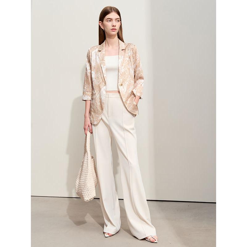 silk print stretch blazer with notched collar, view 6 - MRSLM