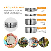 Stainless steel camping cookware set, view 9 - MRSLM