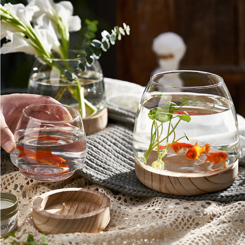 round glass desktop fish tank, view 8 - MRSLM