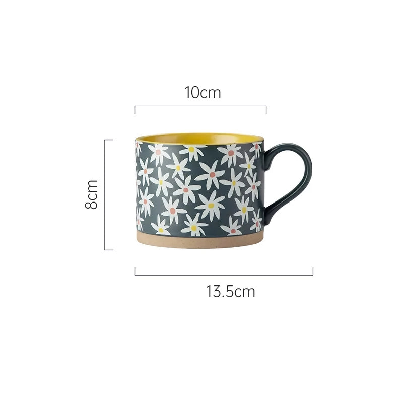 nordic painted flowers ceramic mug, view 4 - MRSLM