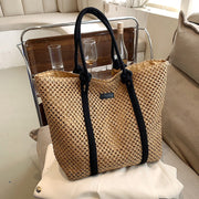 large capacity straw beach tote, view 3 - MRSLM