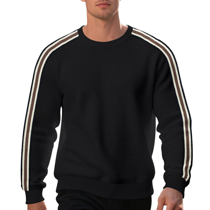men's striped round neck sweater, view 3 - MRSLM