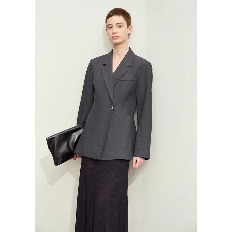 notched embroidery blazer, view 2 - MRSLM