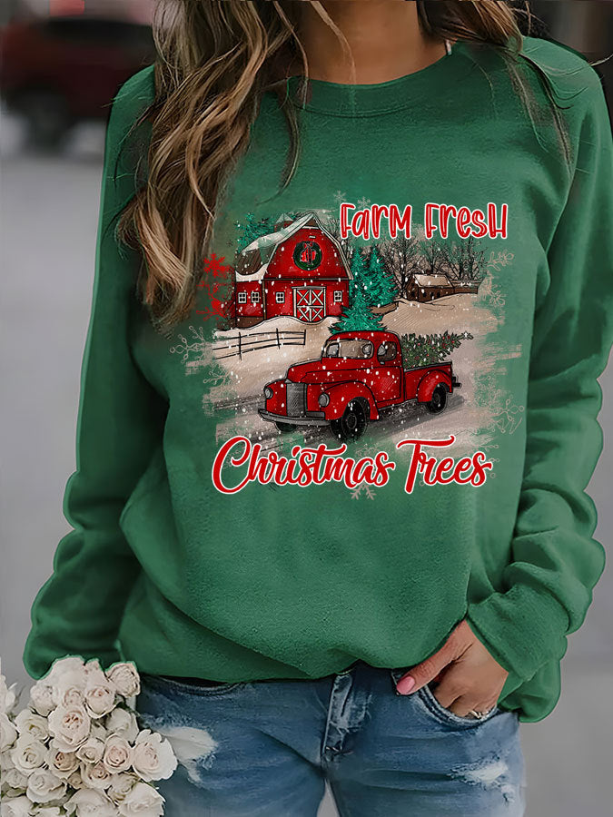 women's pumpkin print thin christmas sweater, view 3 - MRSLM